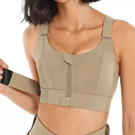 Front Zip Sports Bra with Adjustable Straps