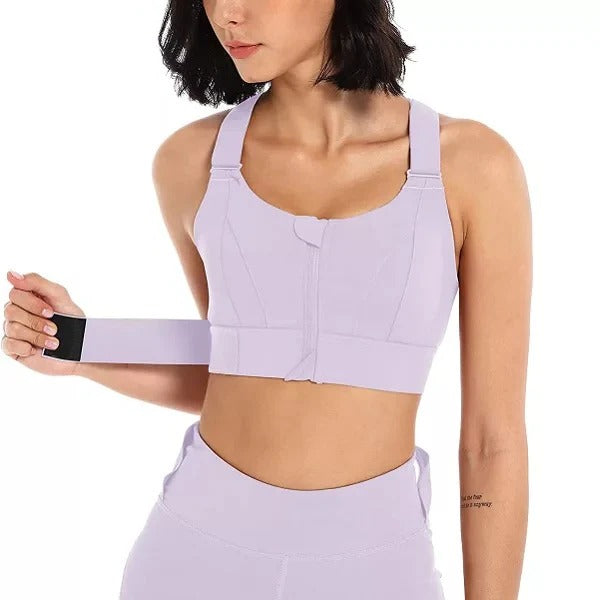 Front Zip Sports Bra with Adjustable Straps