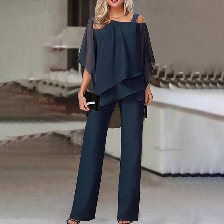 Cold Shoulder Suit and Elegant Set for Women