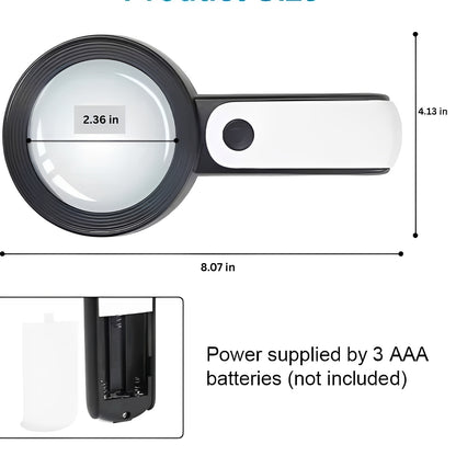30x Handheld Magnifying Glass with LED Light
