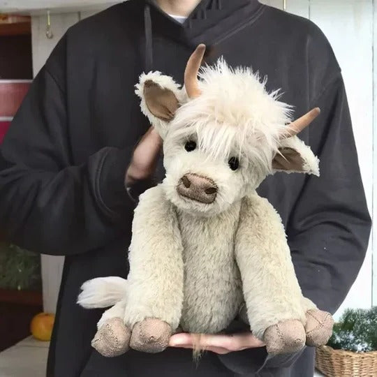 Highland Cow Plush Toy with Sound and Poseable Details