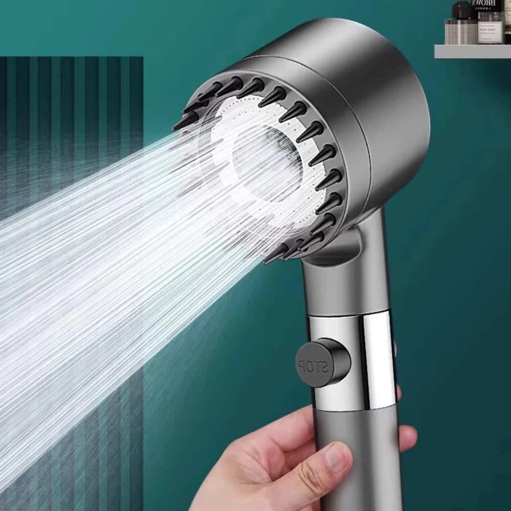 3 Mode Shower Head with Built In Filter and Massage Brush