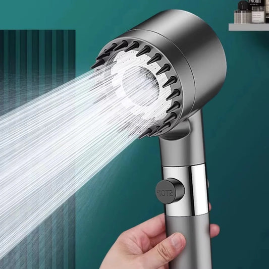 3 Mode Shower Head with Built In Filter and Massage Brush