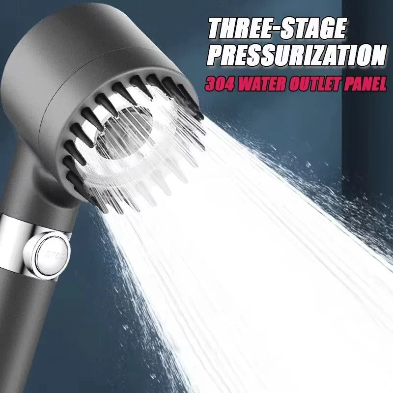 3 Mode Shower Head with Built In Filter and Massage Brush