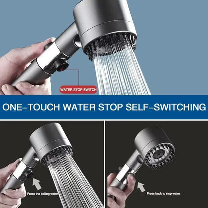 3 Mode Shower Head with Built In Filter and Massage Brush