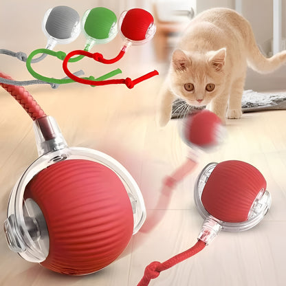 Automatic Rolling Cat Toy with Motion Sensor and Feather Tail