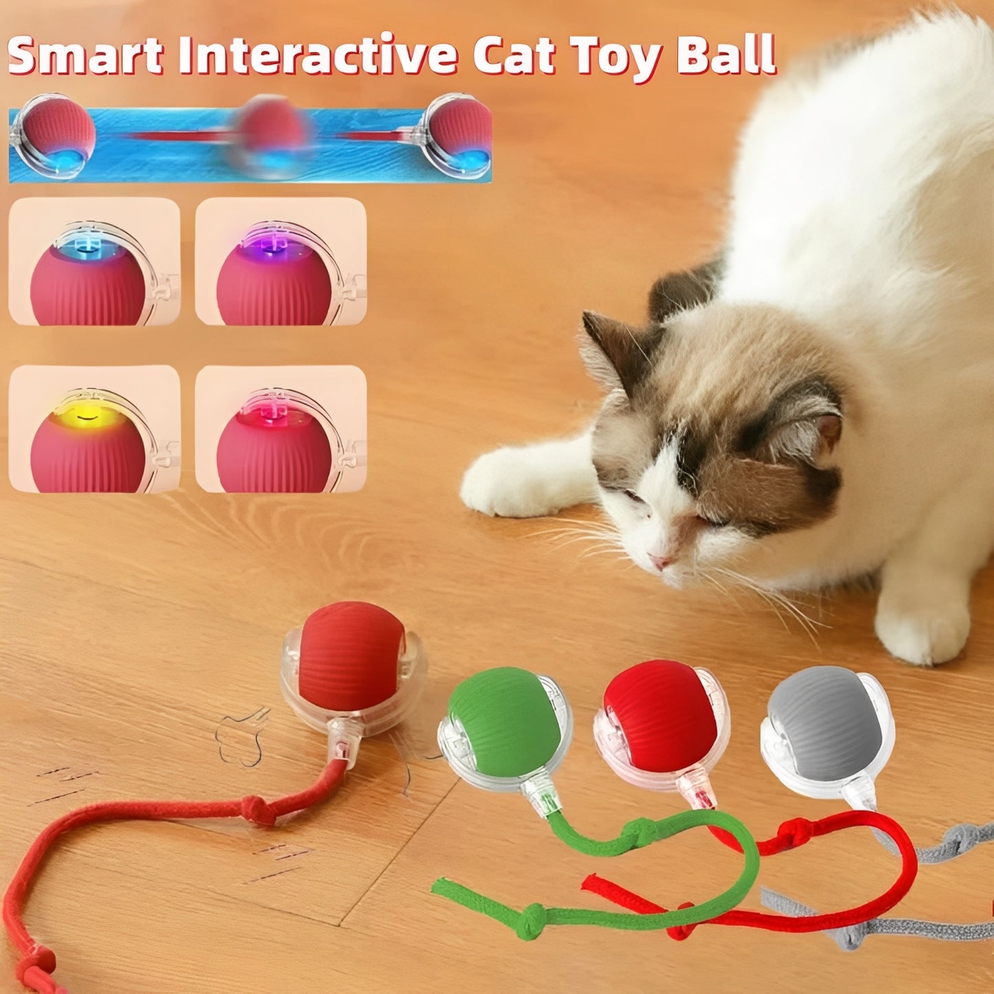 Automatic Rolling Cat Toy with Motion Sensor and Feather Tail