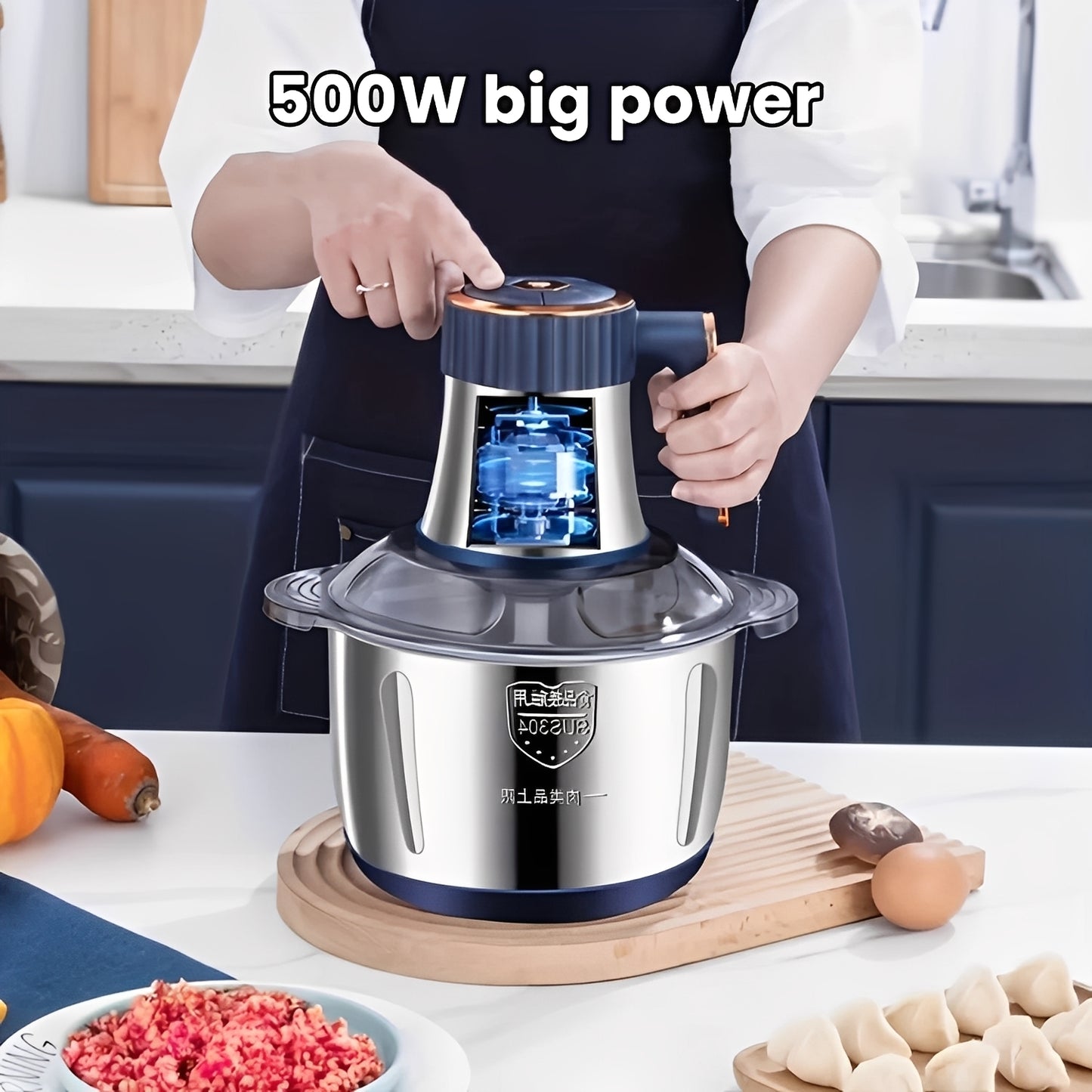Electric Meat Grinder with 5 Speed Settings and Stainless Steel Blades