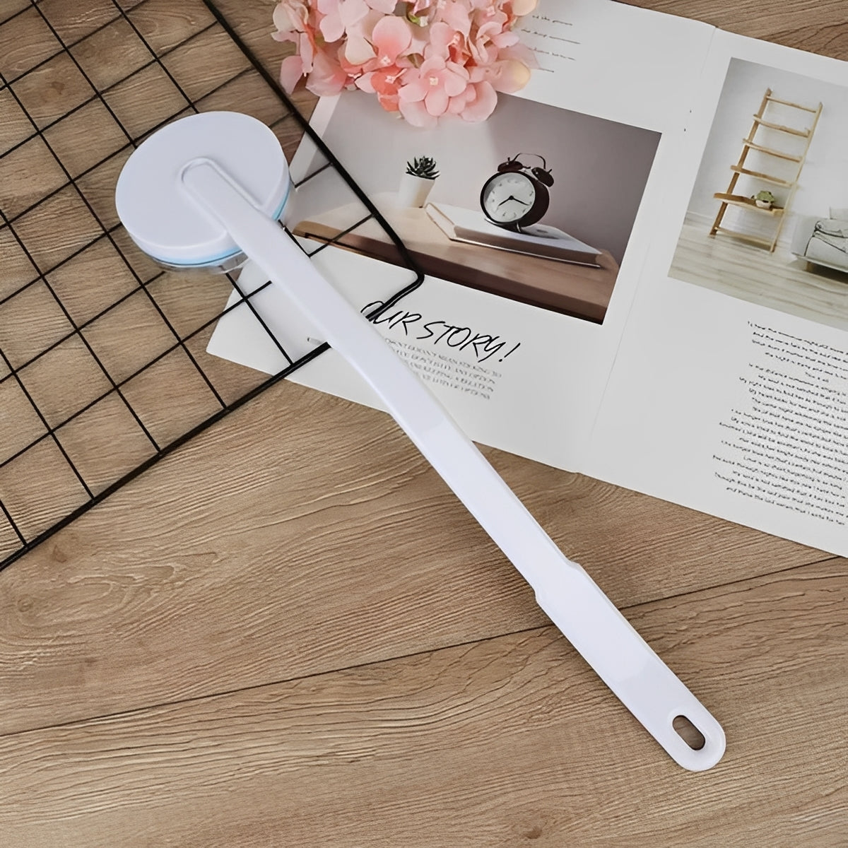 Long Handle Back Lotion Applicator with Roll On Massage Roller