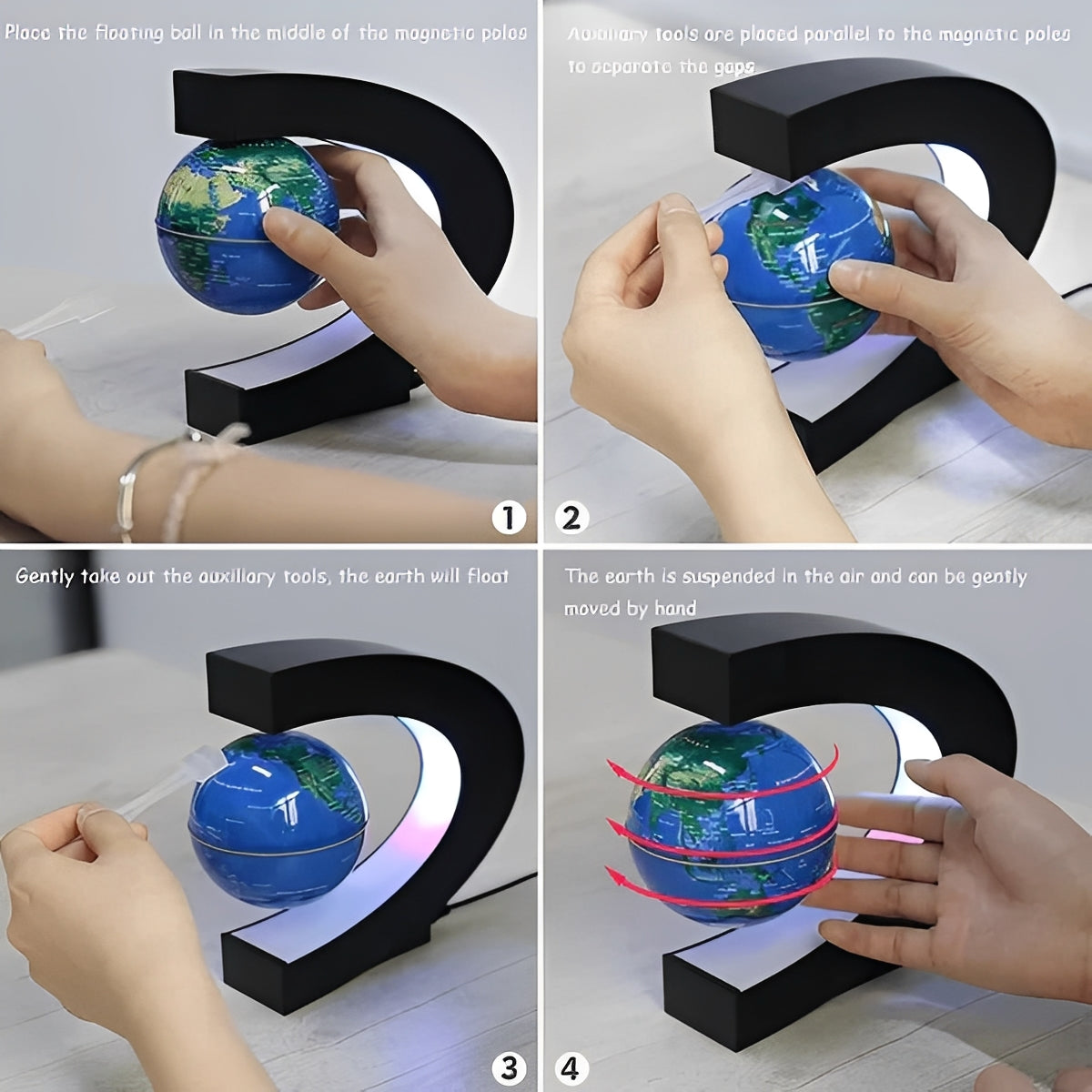 LED Levitating Globe with Magnetic Suspension Base