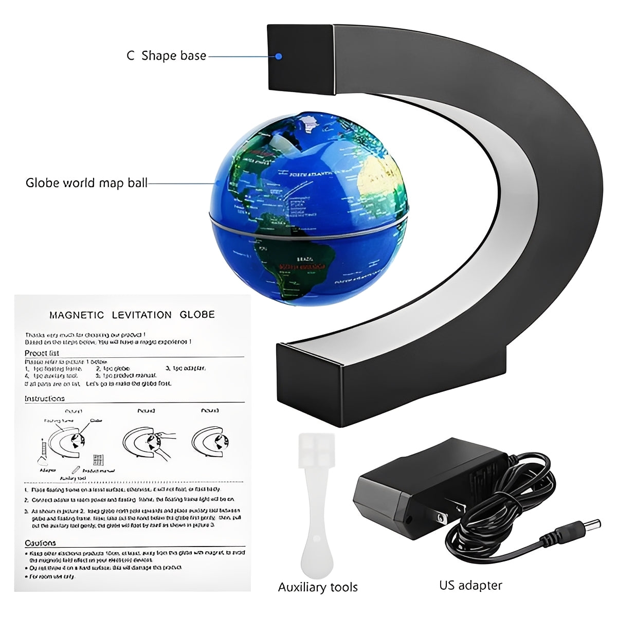LED Levitating Globe with Magnetic Suspension Base