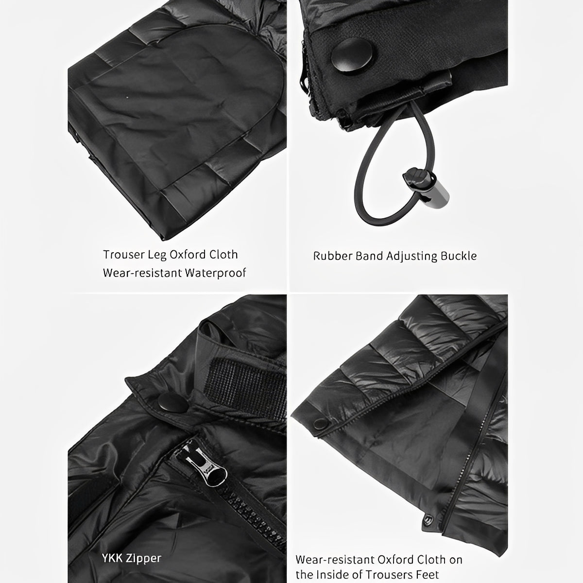 Thermal Goose Down Pants with Zipper for Outdoor Winter Activities