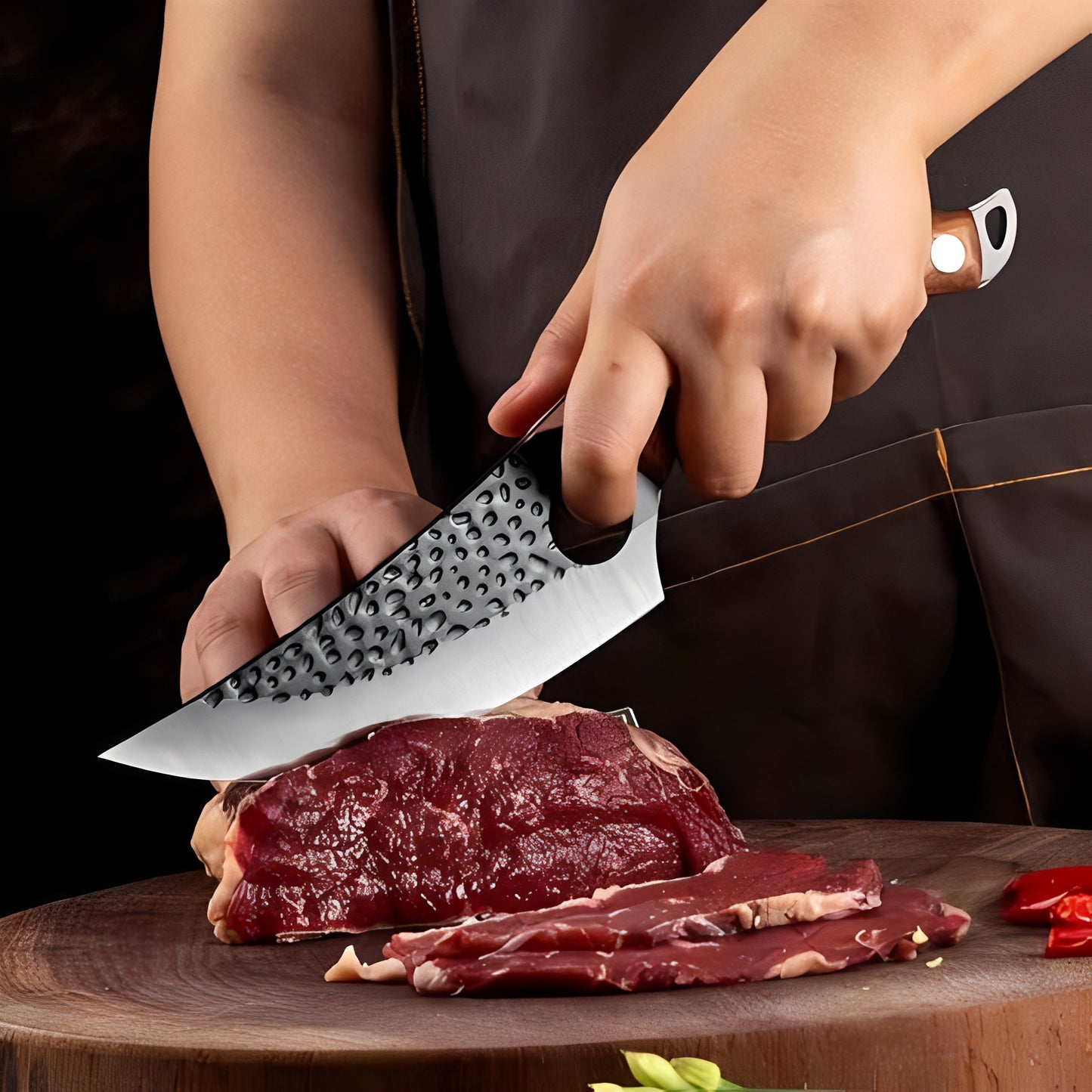 Steel Blade Kitchen Knife with Ergonomic Wooden Handle