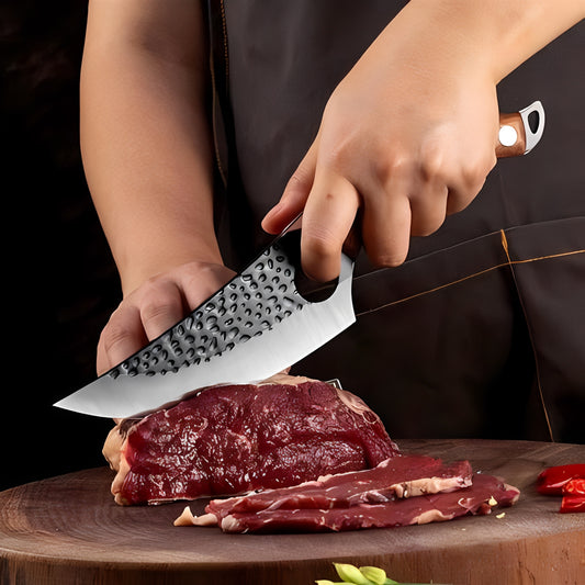 Steel Blade Kitchen Knife with Ergonomic Wooden Handle