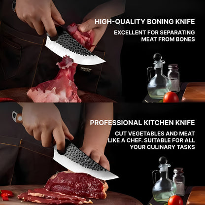 Steel Blade Kitchen Knife with Ergonomic Wooden Handle