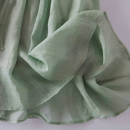 Cotton Linen Dress with Ruffle Detail for Women