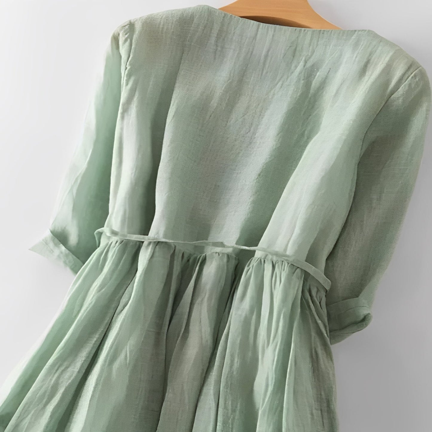 Cotton Linen Dress with Ruffle Detail for Women