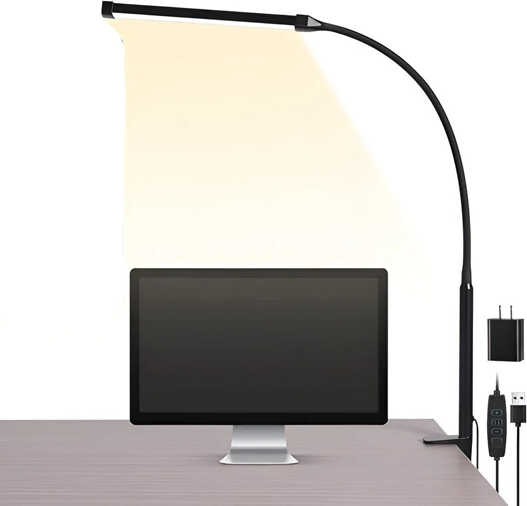 LED Clamp Desk Lamp with Flexible Gooseneck Arm