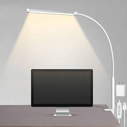 LED Clamp Desk Lamp with Flexible Gooseneck Arm