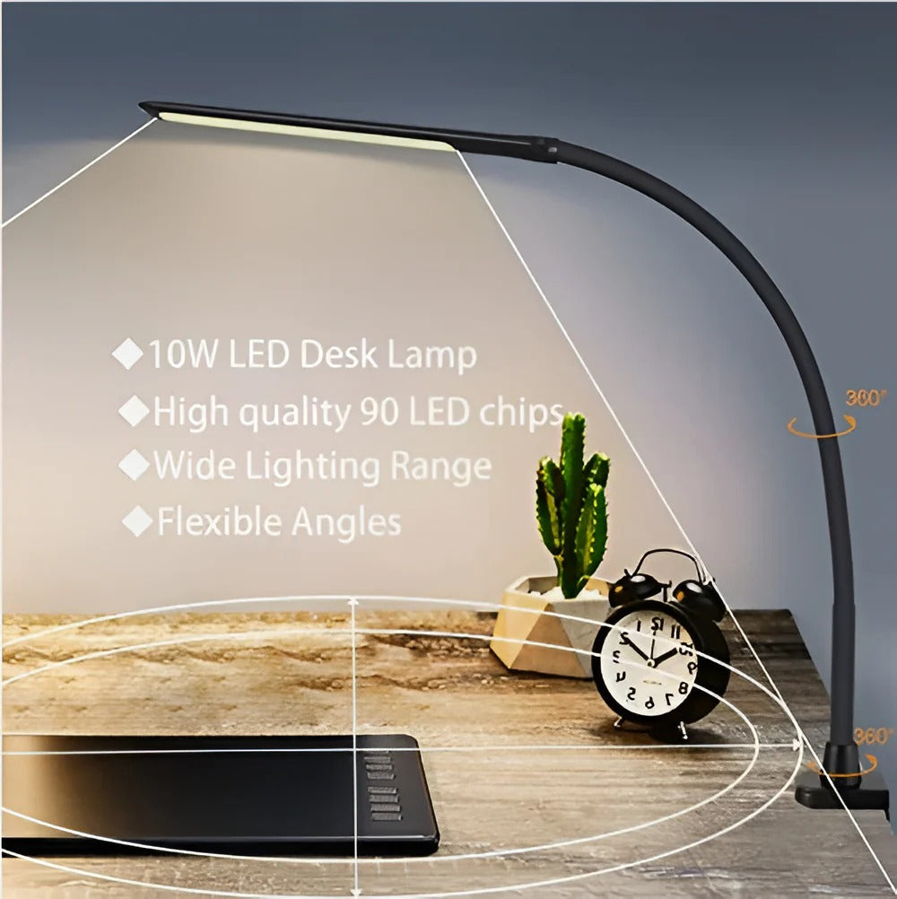 LED Clamp Desk Lamp with Flexible Gooseneck Arm