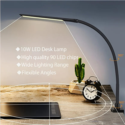 LED Clamp Desk Lamp with Flexible Gooseneck Arm