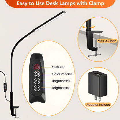LED Clamp Desk Lamp with Flexible Gooseneck Arm