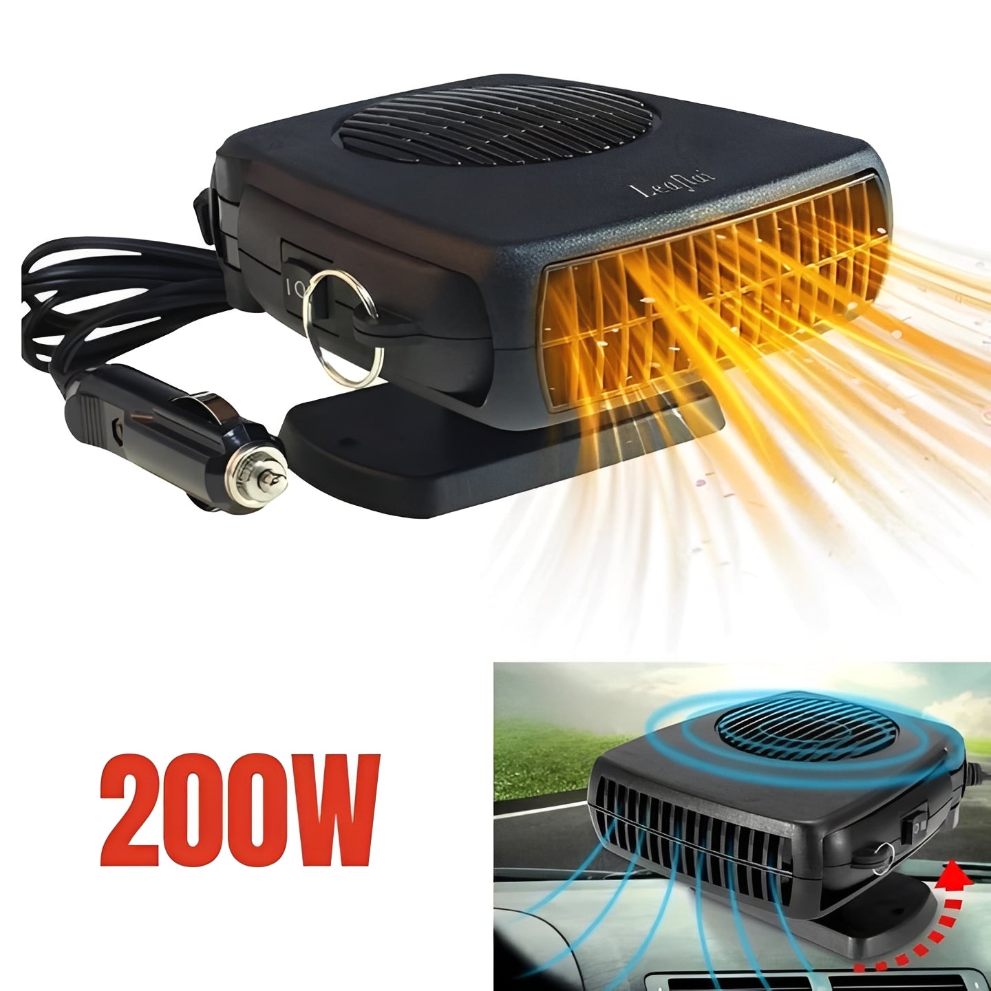 Portable 12V Ceramic Auto Heater Fan for Car Interior Use