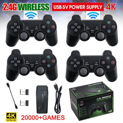 HDMI Game Console Stick with 64GB Storage and 2 Wireless Controllers