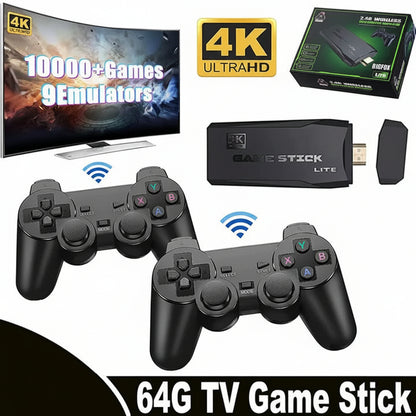 HDMI Game Console Stick with 64GB Storage and 2 Wireless Controllers