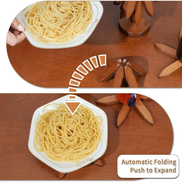 Collapsible Wooden Trivets with Heat Resistant Surface