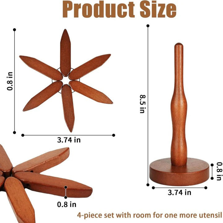 Collapsible Wooden Trivets with Heat Resistant Surface