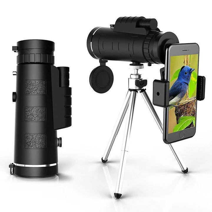 HD Monocular Telescope with Smartphone Mount and Tripod