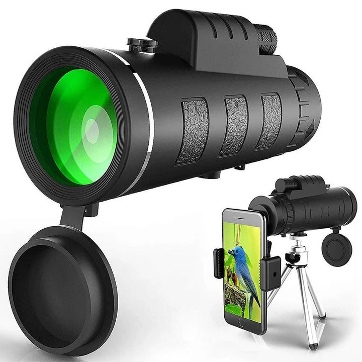 HD Monocular Telescope with Smartphone Mount and Tripod
