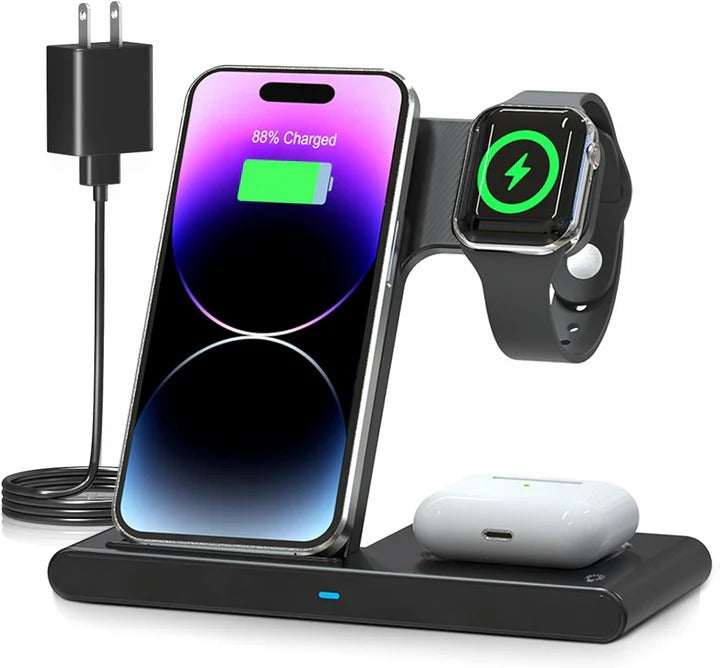 3-in-1 Wireless Charging Station for Phone Watch and Earbuds