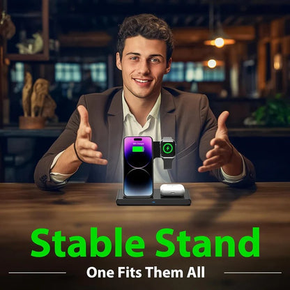 3-in-1 Wireless Charging Station for Phone Watch and Earbuds