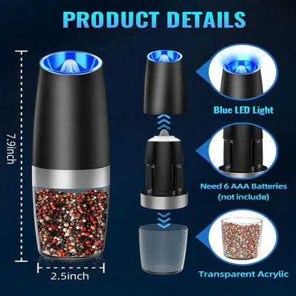 Automatic Electric Salt and Pepper Mill with Ceramic Grinder
