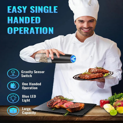Automatic Electric Salt and Pepper Mill with Ceramic Grinder