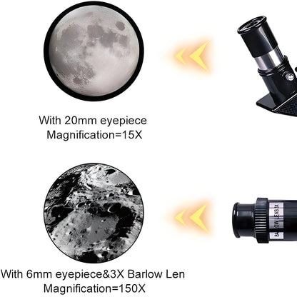 Astronomical Telescope with Tripod for Moon Watching, 150x Zoom