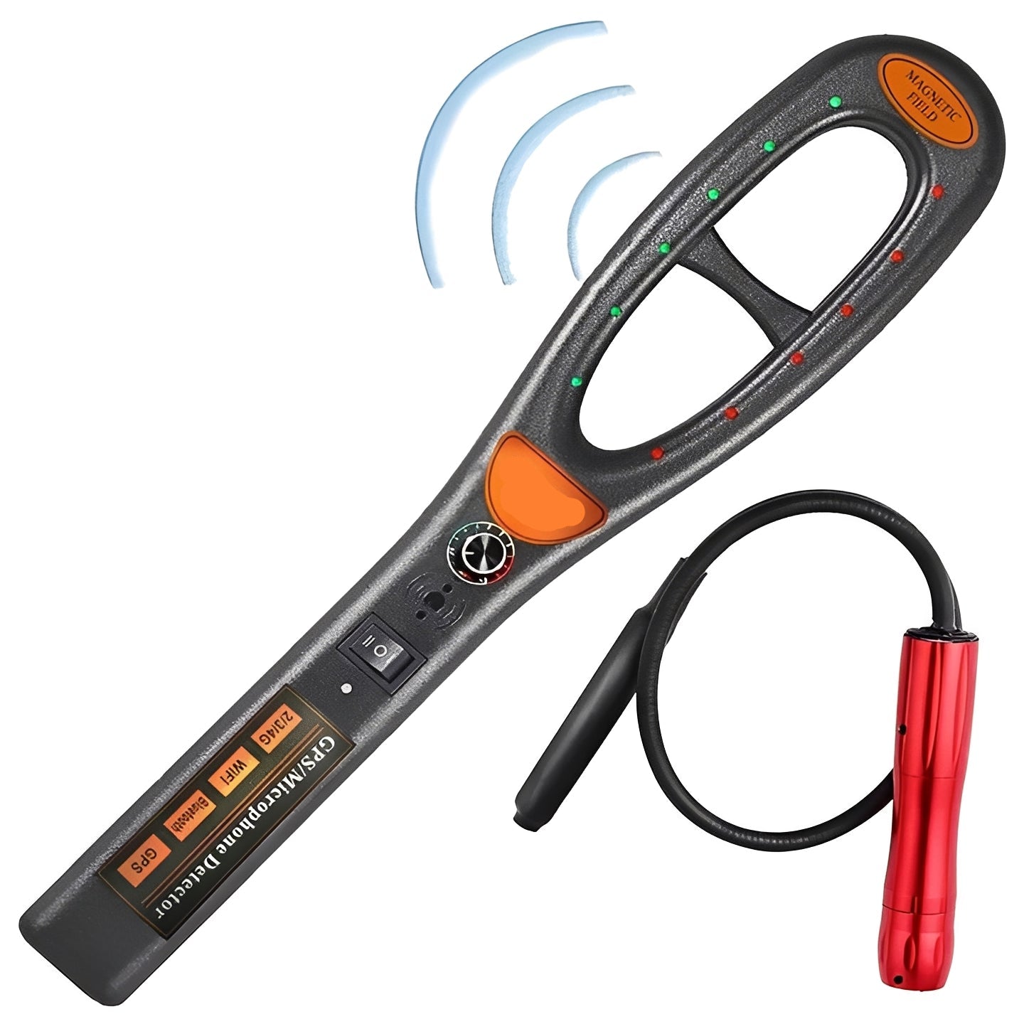 Portable RF Bug Detector with Sound, Light, and Vibration Alerts