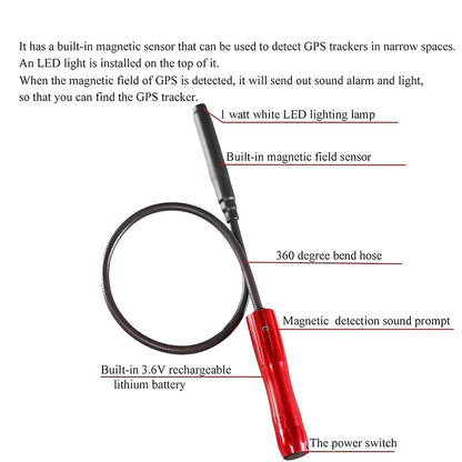 Portable RF Bug Detector with Sound, Light, and Vibration Alerts