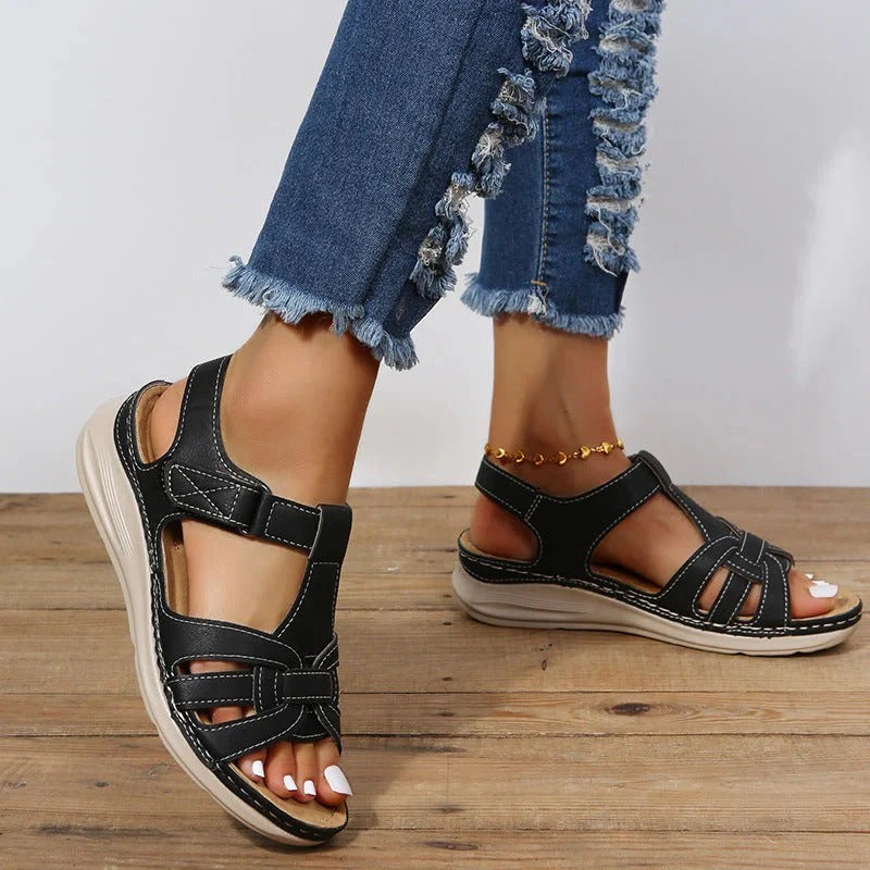 Womens Velcro Strap Orthopedic Sandals with Adjustable Fit