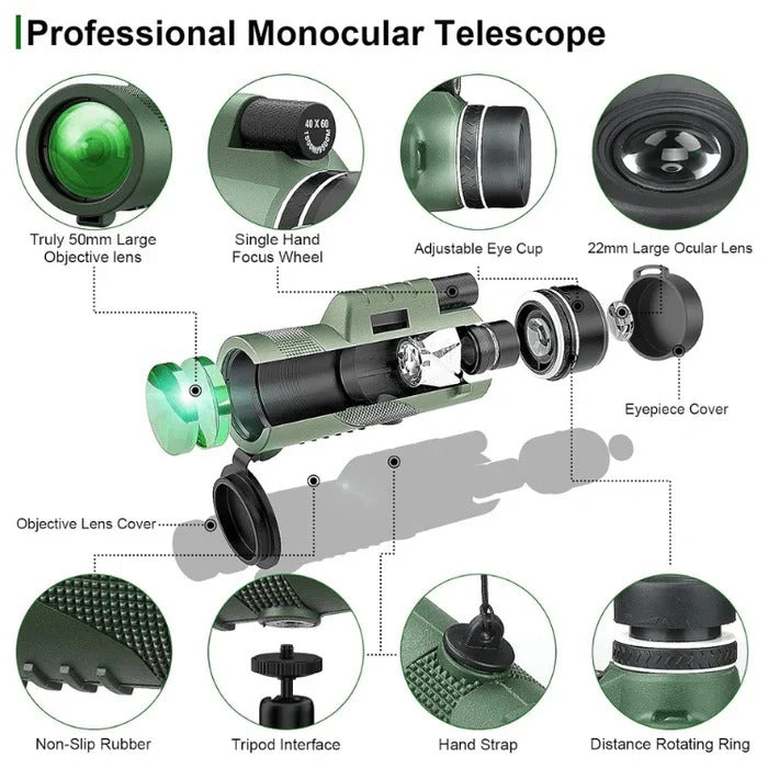 Compact Handheld Monocular Telescope for Outdoor Viewing