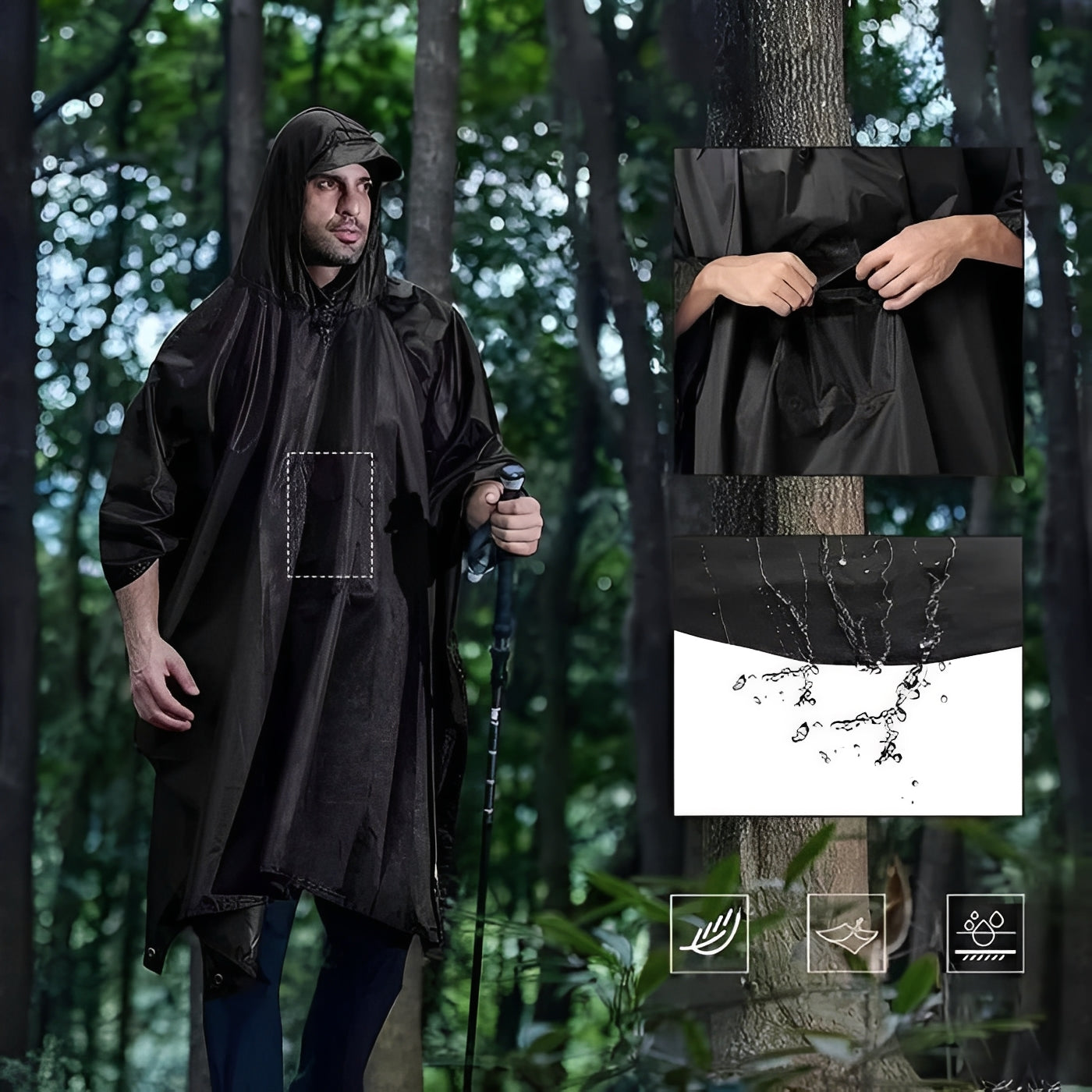 Outdoor Rain Poncho with Full Body Coverage
