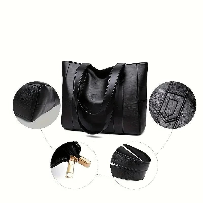 Retro Leather Shoulder Bag with Smooth Finish