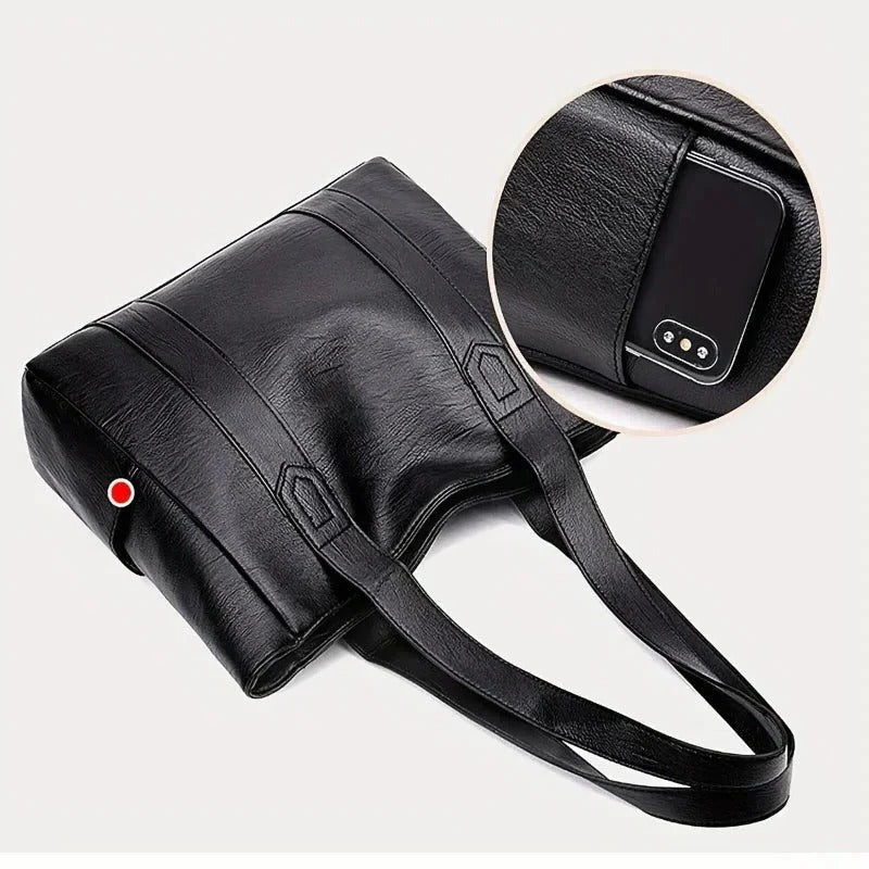 Retro Leather Shoulder Bag with Smooth Finish
