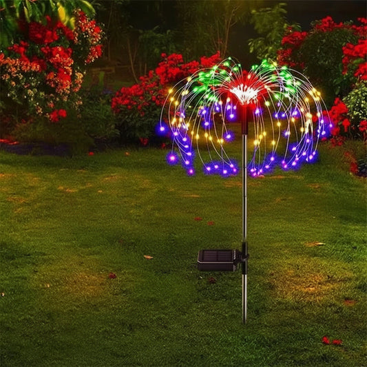 Solar LED Firework Stake Lights with Flexible Copper Wire, 60 Multicolor Bulbs