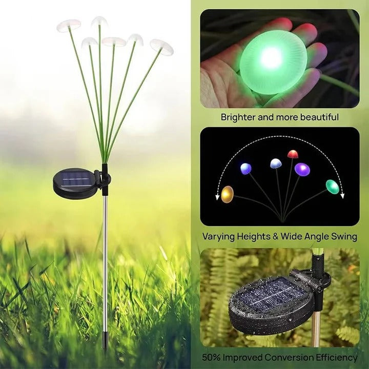 Solar RGB Jellyfish Garden Lights with Flexible Swaying Design