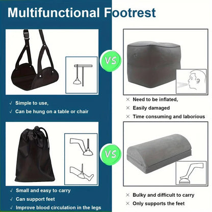 Adjustable Travel Foot Hammock with Foam Padding for Airplane and Office, Set of 2