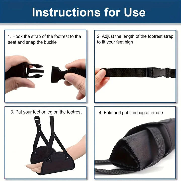 Adjustable Travel Foot Hammock with Foam Padding for Airplane and Office, Set of 2