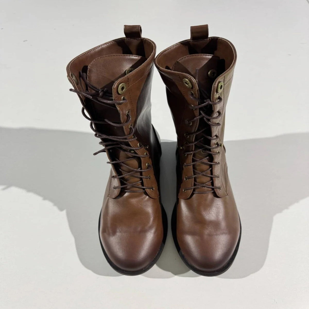 Womens Vintage Lace Up Ankle Boots with Adjustable Strap